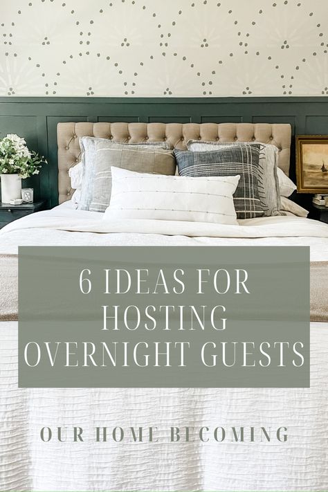 6 Ideas for Hosting Overnight Guests - ourhomebecoming.com Guest Welcome Basket Ideas, Welcome Basket Ideas, Thanksgiving Hosting Ideas, Christmas Hosting Ideas, Guest Welcome Baskets, Thanksgiving Hosting, Christmas Hosting, Welcome Basket, Welcome Baskets