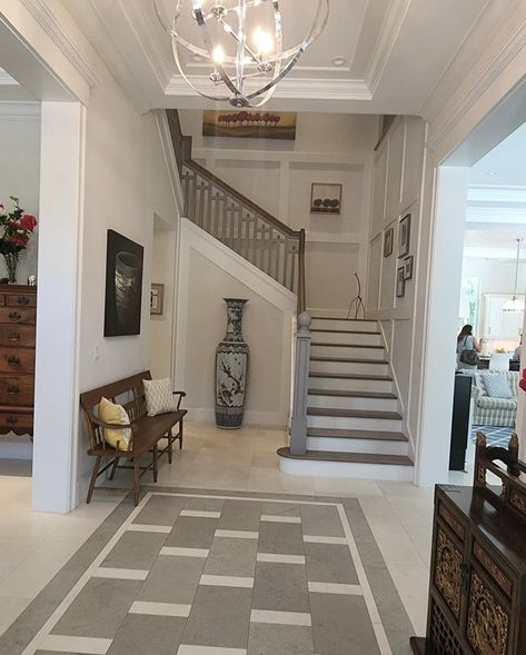 #interiordesign #interior #entryway #stairs #staircase #home #house Bloxburg Suburban House, Bloxburg Suburban, Interior Entryway, Entryway Stairs, Stair Ideas, Mum Life, Suburban House, House Interiors, House Stairs