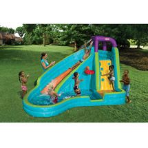 Walmart: Little Tikes Slam 'n Curve Inflatable Water Slide Kids Water Slide, Splash Pool, Backyard Pools, Kiddie Pool, Kid Pool, Backyard Playground, Little Tikes, Inflatable Pool, Inflatable Water Slide