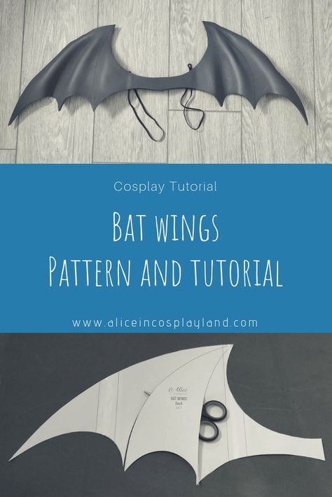 Foam bat wings tutorial and pattern | Alice in Cosplayland Bat Wings Pattern, Bat Wings Diy, How To Make Wings, Bat Wings Costume, Wings Tutorial, Halloween Wings, Demon Costume, Wings Pattern, Cosplay Wings