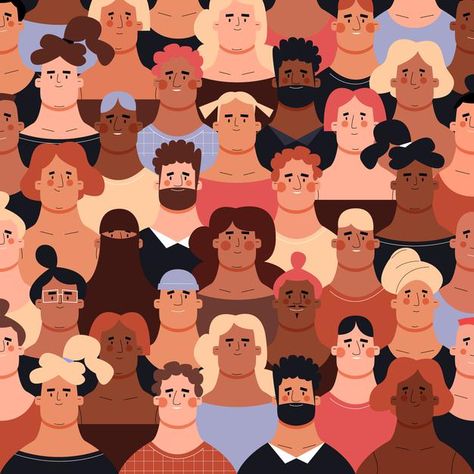 Crowd of people with different skin colo... | Premium Vector #Freepik #vector #woman #man #girl #cartoon Skin Color Illustration, Cartoon Skin Color, Crowd Illustration, Different Skin Colors, Different Nationalities, People Silhouette, Crowd Of People, Different Types Of People, Character Group