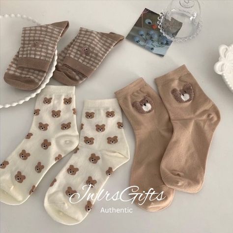 Bear Socks, Socks Aesthetic, Womens Cycling Clothes, Soft Sock, Cozy Socks, Winter Socks, Cute Socks, Tube Socks, Bear Cartoon