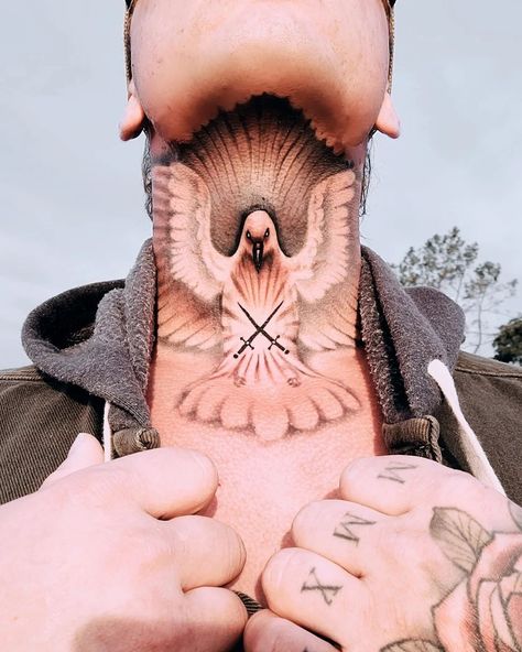 60 Best Ideas Of Throat Tattoos That Will Blow Your Mind [Men & Women] - Front Throat Tattoo, Throat Tattoo Men, Front Neck Tattoo For Guys, Neck And Throat Tattoos Men, Throat Tattoos, Traditional Japanese Dragon, Front Neck Tattoo, Trending Tattoo, Throat Tattoo