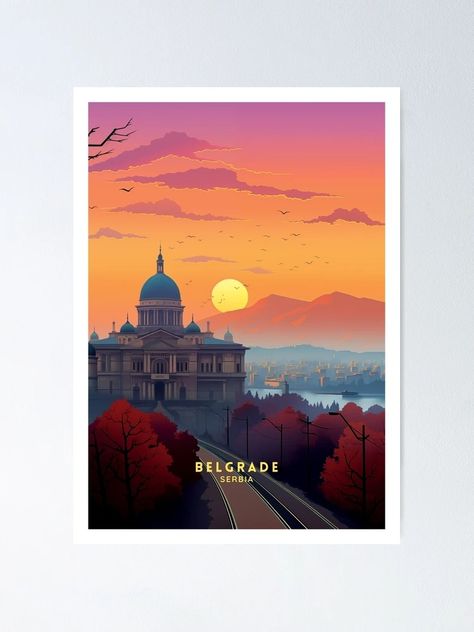 "Belgrade: Serbia's Historic Crossroads on the Danube" Poster for Sale by NeuralVibe | Redbubble Belgrade Poster, Nature Poster, Belgrade Serbia, Nature Posters, Cities In Europe, Travel Illustration, Vintage Travel Posters, Vintage Travel, Serbia