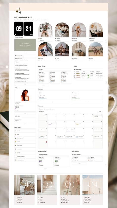 #Organisation #Notion_Classes_Template #Digital_Planner_Notion #Notion_Vision_Board_Template Life Dashboard, Student Dashboard, Daily Planner Printables Free, Free Daily Planner, Digital Organization, Planner Pdf, Notion Template, Journal Writing Prompts, Organization Planning