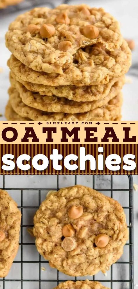 Oatmeal Scotchies (Oatmeal Butterscotch Cookies), christmas cookies, christmas baking recipes Cookies Recipes Oatmeal, Oatmeal Cookies Recipes, Cookies Butterscotch, Butterscotch Cookies Recipes, Cookies Recipes Easy, Oatmeal Butterscotch, Oatmeal Cookies Recipes Easy, Oatmeal Scotchies, Oatmeal Butterscotch Cookies