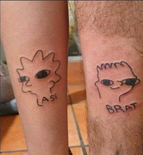 Really Bad Tattoos, Simpsons Tattoo, Clever Tattoos, Tattoo Fails, Emoji Art, Bad Tattoos, Tattoo Project, Hand Poke, Funny Tattoos