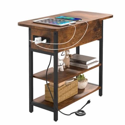 Narrow Nightstand, Table With Charging Station, Narrow Side Table, Small Nightstand, Tall End Tables, Small End Tables, Small Bedside, Small Bedside Table, Table Bedside