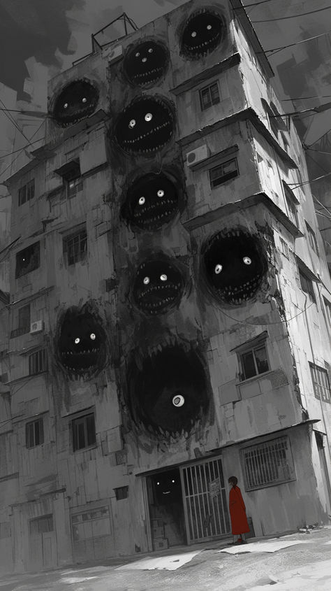 Scp Art Scary, Ghost Drawing Creepy, Creepy Environment Concept Art, Surreal Concept Art, Spooky Concept Art, Horror Art Inspiration, Horror Digital Art, Scopophobia Art, Existential Horror