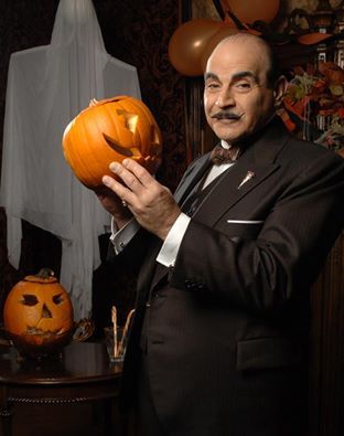 "Halloween" with Poirot David Suchet, Agatha Christie's Poirot, Agatha Christie Books, Mark Gatiss, Miss Marple, Hercule Poirot, British Tv, Cozy Mysteries, Wedding Art