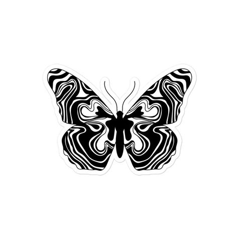 Butterfly Illusion Tattoo, Trippy Butterfly Art, B&w Stickers, Trippy Butterfly Drawing, Trippy Butterfly Painting, Butterfly Design Drawing, Drippy Butterfly, Trippy Butterfly Tattoo, Edgy Butterfly