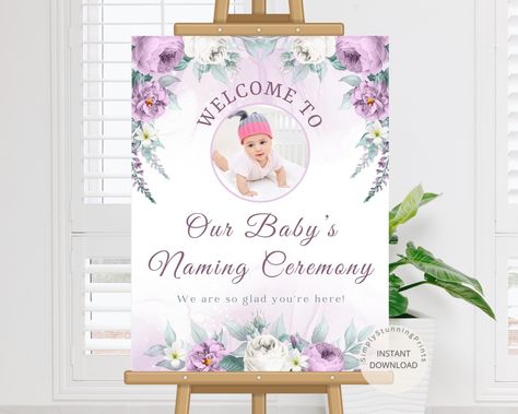 Baby Naming Ceremony Welcome Sign | Naming Day Entry Sign | Baby Cradle Sign | Baby Naming Day Decor | DIGITAL DOWNLOAD by SimplyStunningPrints on Etsy Naming Ceremony Welcome Board, Ceremony Welcome Sign, Baby Naming Ceremony, Cradle Ceremony, Baby Naming, Watercolour Flower, Ceremony Sign, Entry Signs, Welcome Board