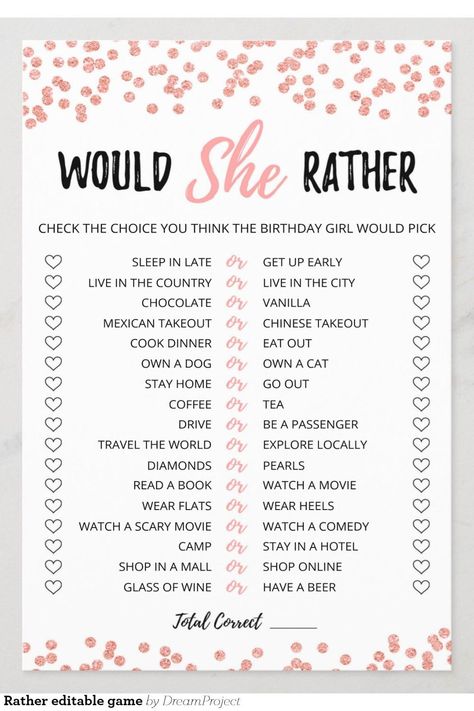 Birthday Would She Rather editable game Would She Rather, Owning A Cat, Getting Up Early, Cooking Dinner, Scary Movies, Sweet Sixteen, Girl Birthday, Birthday Invitations, Books To Read