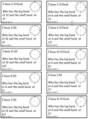 Have Fun and Teach Your Kids Math With the Game 'I Have, Who Has?' Time To The Half Hour, Kids Math, Math Measurement, Math Time, Math Game, Second Grade Math, Third Grade Math, Math Methods, Math Workshop