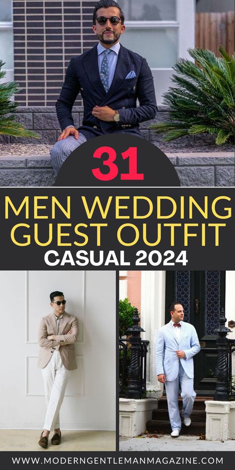 Find the perfect wedding guest attire for every season with these stylish outfit ideas for men. Look sharp and feel confident at any wedding event. #WeddingGuestAttire #MensFashion #SeasonalStyle #FormalWear Mens Wedding Attire Guest, Wedding Guest Outfit Casual, Casual Wedding Outfit Guest, Mens Wedding Guest Outfit, Men Wedding Attire Guest, Men Wedding Guest Outfit, Wedding Guest Outfit Men, Male Wedding Guest Outfit, Mens Fashion Wedding Guest