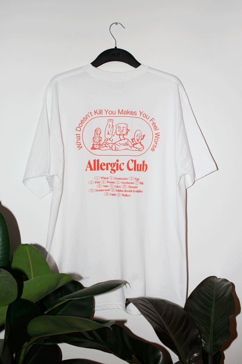 ALLERGIC CLUB Tee on Behance Graphic Shirt Design, Shirt Design Inspiration, Club T Shirt, Graphic Tshirt Design, Tee Shirt Designs, 로고 디자인, Apparel Design, Tee Design, Graphic Shirts