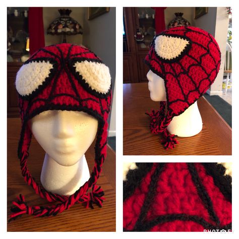 Crochet Black Hat, Spider Man Beanie Crochet Pattern, Spider Man Crochet Hat, Spider Man Crochet Pattern, Crochet Spiderman Hat, Spider Man Crochet, Marvel Crochet, Crochet Bucket Hat Free Pattern, Crocheted Spider