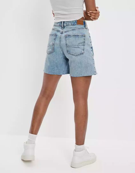 AE Real Good Repurposed Strigid Denim '90s Boyfriend Bermuda Short Short Jorts Outfit, Baggy Jorts Women, How To Style Long Shorts, Jorts Outfit, Outfit Wishlist, Denim Cargo Shorts, 90s Boyfriend, Dad Shorts, Cute Modest Outfits