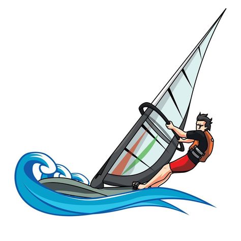 Surfing Vector, Wind Surfing, Windsurfing, The Wind, Vector Art, Coloring Pages, Vector Free, Vector Illustration, Surfing