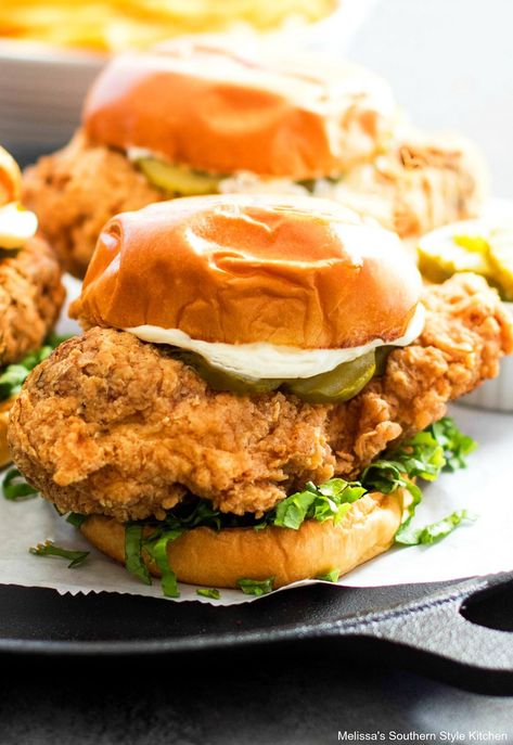 This Crispy Chicken Sandwich is better-than-takeout #chickenrecipes #easychickenrecipes #crispychicken #dinner #dinnerrecipes #southernfriedchicken #southernrecipes Crispy Chicken Sandwich, Chicken Breast Sandwich, Fried Chicken Sandwiches, Crispy Chicken Burgers, Chicken Sandwich Recipe, Crispy Chicken Sandwiches, Family At Home, Chicken Sandwich Recipes, Chicken Sandwiches