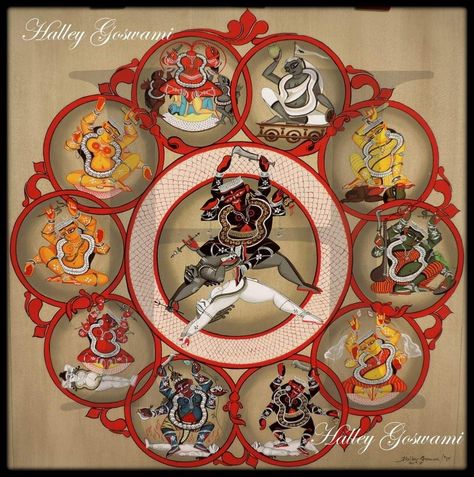 Dakshina Kali, 10 Mahavidya, Dus Mahavidya, Das Mahavidya, Maa Paintings, Buddhist Gods, Durga Maa Paintings, Kali Hindu, Shri Hari