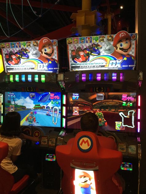 Main Event: Mario Kart DX Arcade GP 🏎 Main Event Aesthetic, Main Event Arcade, Shooting Star Emoji, Mario Kart Arcade, 80s Arcade, Mario Kart Wii, Star Emoji, Arcade Room, Fun Places To Go