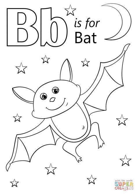 Preschool Letter B Crafts, Bat Coloring Page, October Preschool, Letter B Activities, Letter B Coloring Pages, Letter B Worksheets, Bat Coloring Pages, Halloween Worksheets, Abc Coloring Pages