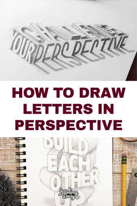 Words To Draw Ideas, Paper Crafts Letters, Letter Styles Design, 3d Lettering Alphabet, Cool Ways To Draw Your Name, Letters In Perspective, How To Draw Letters Fonts, 3d Words Drawing, Different Ways To Draw Letters