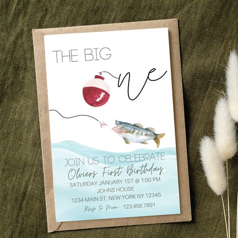 First Birthday The Big One, Birthday Template Aesthetic, Fishing First Birthday, Baby Turns One, Fishing Themed Birthday Party, Baby Wise, Fish Birthday, Baby First Birthday Themes, First Birthday Invite