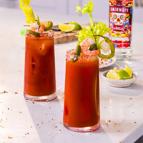 Tamarind Bloody Mary Recipe | Recipes from Ocado Tamarind Vodka Cocktail, Spicy Tamarind Vodka Recipe, Tamarind Vodka, Smirnoff Recipes, Tamarind Recipes, Cholula Hot Sauce, Stack Of Pancakes, Cocktail List, Vodka Recipes