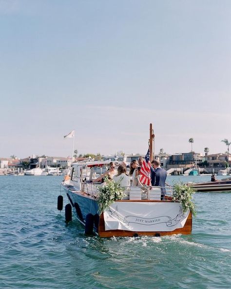 Boat Cooler Wedding, Farewell Song, Fairy Boat, Wedding Boat, Bermuda Wedding, Balboa Island, Bahamas Wedding, Blue White Weddings, Boat Parade