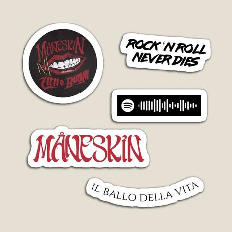 MANESKINN Stickers For Laptop, Scrapbook Printing, Kool Kids, Diy Iphone Case, Damiano David, Inspired Aesthetic, Music Stickers, Sticker Packs, Band Logos