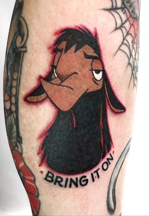 Kuzco Disney, Geek Tattoos, Tattoo Thoughts, Tattoo Parlor, Disney Tattoo, Emperors New Groove, Most Popular Tattoos, New Groove, Tattoo Parlors