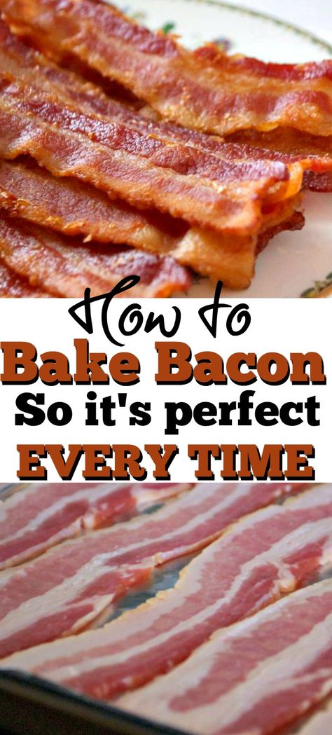 How To Bake Bacon, Bake Bacon, Oven Cooked Bacon, Perfect Bacon, Oven Baked Bacon, Bacon In The Oven, Doner Kebab, Cooking Bacon, Baked Bacon