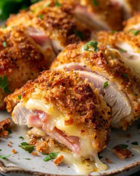 1. Preheat your oven to 350°F (175°C) and lightly grease a baking dish. Oven Chicken Cordon Bleu, Chicken Dishes For Kids, Chicken Dishes For Dinner Healthy, Baked Chicken Cordon Bleu, Chicken Breast Recipes Baked, Chicken Entrees, Chicken Cordon, Oven Chicken, Chicken Cordon Bleu