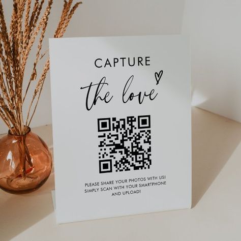 $14.46 | Wedding Capture The Love Photo Share QR Code Sign #minimalist weddings, wedding table signs, share the love, qr code, capture the love, modern simple, wedding photo share, social media sign, elegant calligraphy script, wedding hashtag Qr Code Wedding Pictures Sign, Disposable Camera Qr Code, Share Photos Wedding Sign, Capture The Love Qr Code, Capture The Love Wedding Sign, Wedding Cards Sign, Qr Code Wedding Photo Sharing, Wedding Photo Qr Code Sign, Qr Code For Wedding Photos