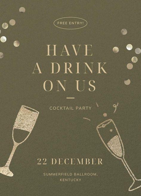 New Year Invitation Card, Wine Invitation, Cocktail Invitation, Cocktail Party Invite, Christmas Invites, New Year Invitation, Nye 2023, Cocktail Party Fashion, Xmas Gift Tags