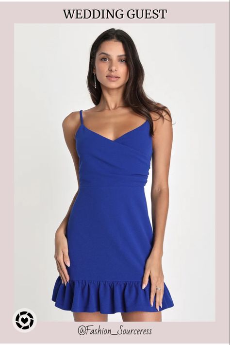 Royal Blue Dress Outfit, Outdoor Wedding Guest Dresses, Sorority Formal Dress, Royal Blue Mini Dress, Black Wedding Guest Dresses, Royal Blue Outfits, Bodycon Mini Skirt, Casual Formal Dresses, Tiered Mini Dress