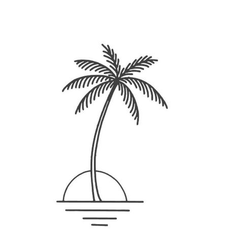 Athestic Tattoos, Tree Tattoo Drawings, Tree Tattoo Black, Cartoon Palm Tree, Scenery Tattoo, Palm Tree Drawing, Sunset Tattoos, Palm Tree Beach, Palm Tattoos