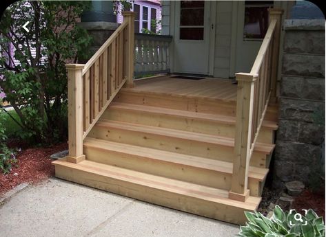 Wooden Steps Outdoor, Stairs Basement, Front Porch Stairs, Outdoor Railing, Indoor Railing, Front Porch Steps, Porch Stairs, Railings Outdoor, Wood Steps