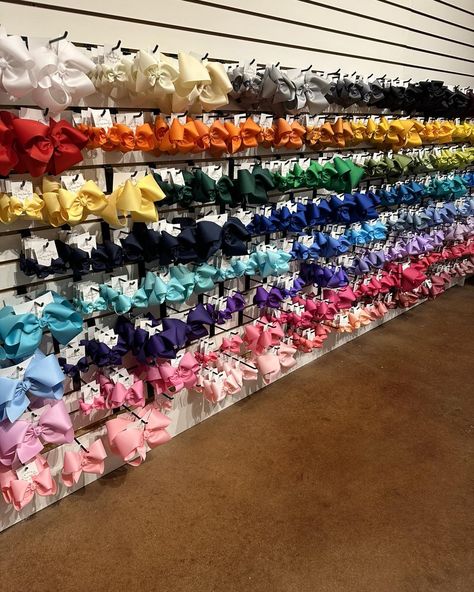 How many of these bow colors can you name? #onestopbowshop #bows #bowshop #hairbowshop #grosgrainbows Bow Shop, Store Display, Store Fronts, How Many, Hair Bows, Boutique, Hair, Quick Saves, Color