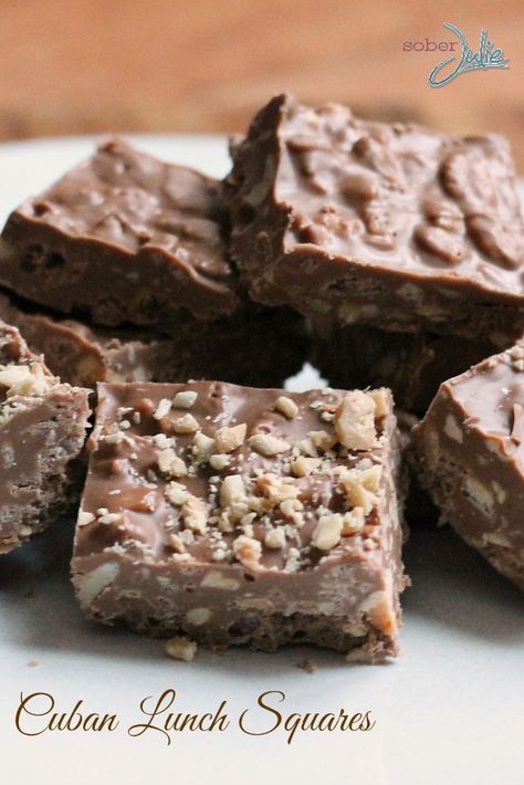 Cuban Lunch Squares - Christmas Cookie Week #christmascookies Cuban Lunch, New Year's Desserts, Peanut Butter Chocolate Bars, Vegan Candies, Christmas Squares, Peanut Butter Bars, Holiday Dessert, Cuban Recipes, Christmas Food Desserts