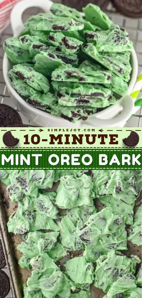 Mint Oreo Bark, Easy Christmas Treat, Bark Recipes Easy, Candy Bark Recipes, Christmas Bark Recipes, Oreo Bark, Mint Oreo, Brunch Buffet, Candy Recipes Homemade