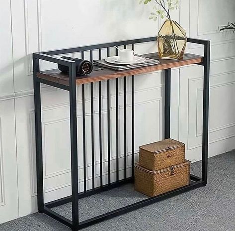 Console table available DM for order #namaslay #namaslayproducts #namaslaycustomstore #namaslaydesigns #consoletable #dmtoorder Living Room Planters, Industrial Living Room Design, Iron Furniture Design, Steel Furniture Design, Welded Furniture, Console Table Styling, Beauty Room Decor, Futuristic Furniture, Industrial Livingroom