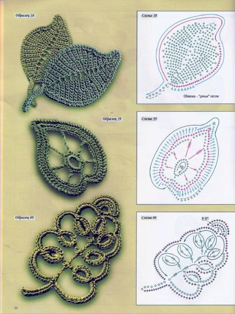 Modèles au crochet irlandais Thanksgiving Crochet, Irish Crochet Flowers, Beau Crochet, Irish Crochet Motifs, Crochet Leaf Patterns, Irish Crochet Patterns, Form Crochet, Crochet Leaves, Irish Lace Crochet