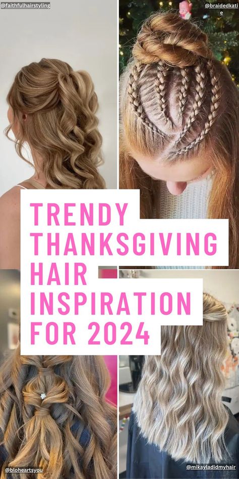 Thanksgiving Hairstyles Easy Thanksgiving Hairstyles, Soft Waves Long Hair, Modern Updos, Ponytail Easy, Fun Braids, Style For Short Hair, Simple Updos, Modern Updo, Long Hair Looks