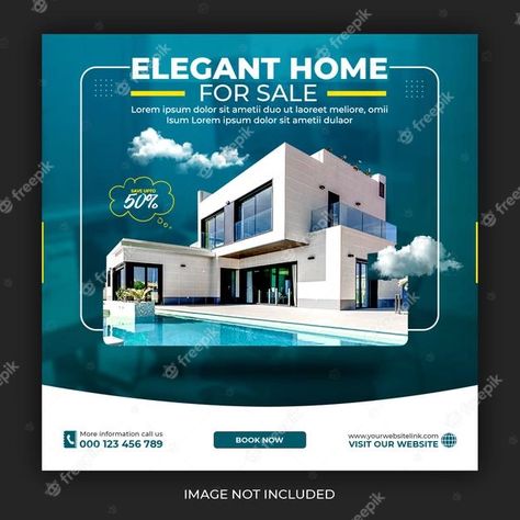 Free PSD | Real estate house property instagram post or square web banner promo template Real Estate Banner, Inmobiliaria Ideas, Modern Homes For Sale, Estate House, Real Estate Advertising, Real Estate Marketing Design, Honey Packaging, Banner Web, Poster Template Design