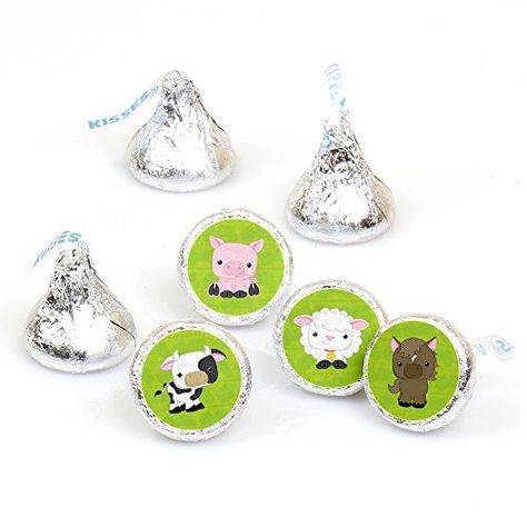 Farm Animals  Baby Shower or Birthday Party Round Candy Sticker Favors  Labels Fit Hersheys Kisses 1 sheet of 108 -- Want additional info? Click on the image. Hershey Kiss Stickers, Easy Party Decorations, Sunshine Baby Showers, Candy Birthday Party, Candy Labels, Candy Stickers, Candy Party Favors, Nautical Party, Nautical Baby Shower