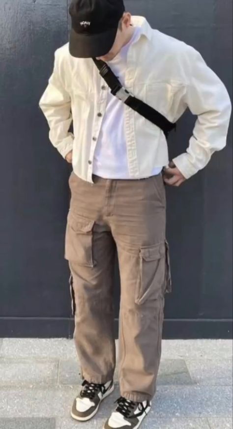 Brown And Cream Outfit Men, Cream Shirt Outfit, Cream Outfit Men, Brown Linen Pants Outfit, Khaki Jeans Outfit, Khaki Pants Outfit Men, Brown Jeans Outfit, Linen Menswear, Pantalon Carhartt