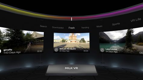 Hands on with Samsungs new Milk VR service Vr Background, Vr Presentation, Vr Game Design, Vr Exhibition Design, Vr World, Augmented Virtual Reality, Ui Design Dashboard, Navigation Design, Trending Music